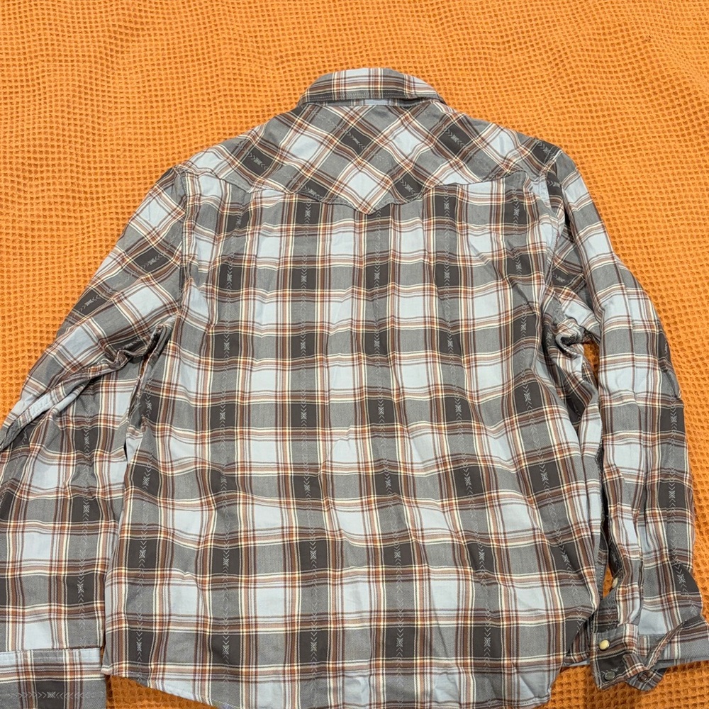 Lucky Brand Men's Plaid Button-Down Shirt in Blue and Brown - Picture 6 of 8